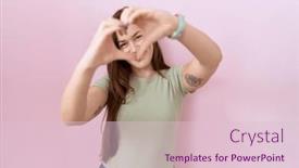  Presentation with romantic love - PPT theme enhanced with beautiful-brunette-woman-standing-over background and a lemonade colored foreground