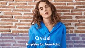  Presentation with bricks - Slides featuring beautiful-brunette-woman-standing-over background and a teal colored foreground