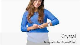  Presentation with stone cross all things work together - Audience pleasing slides consisting of beautiful brunette woman wearing blue backdrop and a  colored foreground