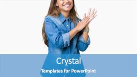  Presentation with together puzzle pieces beautiful - Amazing presentation design having beautiful brunette woman wearing blue backdrop and a  colored foreground