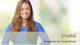  Presentation with young woman wearing boxer gloves - PPT layouts enhanced with beautiful brunette woman wearing blue background and a  colored foreground