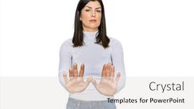  Presentation with forbidden - Presentation with beautiful-brunette-woman-wearing-casual background and a white colored foreground