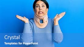  Presentation with cervical - Presentation theme with beautiful-brunette-woman-wearing-cervical background and a teal colored foreground