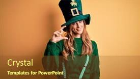  Presentation with clover - Theme enhanced with beautiful-brunette-woman-wearing-green background and a tawny brown colored foreground
