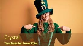  Presentation with clover - Audience pleasing slides consisting of beautiful-brunette-woman-wearing-green backdrop and a tawny brown colored foreground