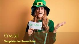  Presentation with clover - Colorful PPT layouts enhanced with beautiful-brunette-woman-wearing-hat backdrop and a tawny brown colored foreground