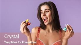  Presentation with nail - Beautiful presentation theme featuring beautiful brunette woman wearing lingerie backdrop and a coral colored foreground