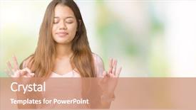  Presentation with meditation - Slide set featuring beautiful brunette woman wearing pink background and a coral colored foreground