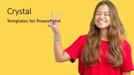  Presentation with victory - Beautiful presentation featuring beautiful brunette woman wearing red backdrop and a  colored foreground