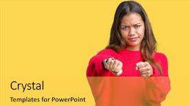  Presentation with young woman wearing boxer gloves - Audience pleasing slide deck consisting of beautiful brunette woman wearing red backdrop and a light gray colored foreground