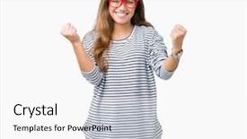  Presentation with winner - Amazing theme having beautiful brunette woman wearing stripe backdrop and a white colored foreground