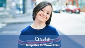 Presentation with down syndrome - Audience pleasing PPT layouts consisting of beautiful-brunette-woman-with-down backdrop and a ocean colored foreground