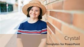  Presentation with down syndrome - Slide deck featuring beautiful-brunette-woman-with-down background and a coral colored foreground