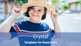  Presentation with down syndrome - Slides with beautiful-brunette-woman-with-down background and a teal colored foreground