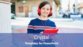  Presentation with down syndrome - PPT theme having beautiful-brunette-woman-with-down background and a ocean colored foreground