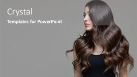  Presentation with wrinkles gray hair - Slide set enhanced with beautiful-brunette-woman-with-long background and a gray colored foreground