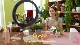  Presentation with recording - PPT theme featuring beautiful-brunette-woman-working background and a tawny brown colored foreground