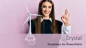  Presentation with solar electricity - Slide deck featuring beautiful-brunette-young-woman-holding background and a lemonade colored foreground