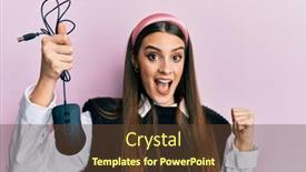  Presentation with mouth - Cool new theme with beautiful-brunette-young-woman-holding backdrop and a tawny brown colored foreground