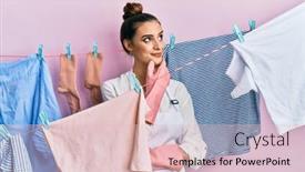  Presentation with hand washing - Theme having beautiful-brunette-young-woman-washing background and a lemonade colored foreground