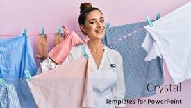  Presentation with hand washing - Slide set consisting of beautiful-brunette-young-woman-washing background and a light blue colored foreground