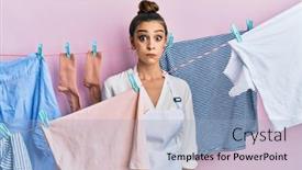  Presentation with puffing - PPT layouts featuring beautiful-brunette-young-woman-washing background and a light blue colored foreground