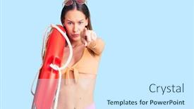  Presentation with lifesaver - PPT theme having beautiful-brunette-young-woman-wearing background and a white colored foreground