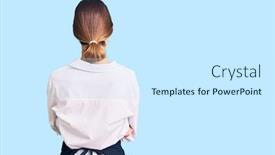  Presentation with apron - Audience pleasing presentation consisting of beautiful-brunette-young-woman-wearing backdrop and a white colored foreground