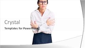  Presentation with waitress - Beautiful slide deck featuring beautiful-brunette-young-woman-wearing backdrop and a white colored foreground