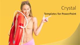  Presentation with lifesaver - Slides featuring beautiful-brunette-young-woman-wearing background and a yellow colored foreground