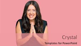  Presentation with black woman praying - PPT theme featuring beautiful-brunette-young-woman-wearing background and a coral colored foreground