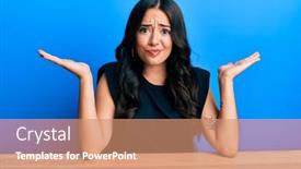  Presentation with idea - PPT theme featuring beautiful-brunette-young-woman-wearing background and a coral colored foreground