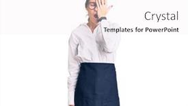  Presentation with face pain - Presentation design consisting of beautiful-brunette-young-woman-wearing background and a white colored foreground