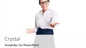  Presentation with waitress - Slides with beautiful-brunette-young-woman-wearing background and a white colored foreground