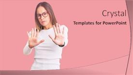  Presentation with forbidden - Colorful slide deck enhanced with beautiful-brunette-young-woman-wearing backdrop and a coral colored foreground