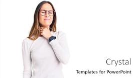 Presentation with sore throat - Presentation theme having beautiful-brunette-young-woman-wearing background and a white colored foreground