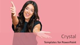  Presentation with black woman - Beautiful PPT layouts featuring beautiful-brunette-young-woman-wearing backdrop and a coral colored foreground