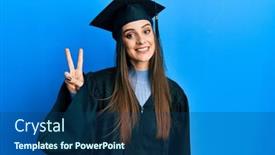  Presentation with ceremony - Presentation design with beautiful-brunette-young-woman-wearing background and a ocean colored foreground