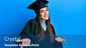  Presentation with ceremony - PPT theme enhanced with beautiful-brunette-young-woman-wearing background and a ocean colored foreground