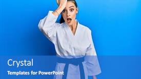  Presentation with karate - Presentation featuring beautiful-brunette-young-woman-wearing background and a teal colored foreground