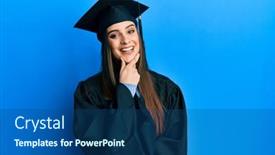  Presentation with ceremony - Beautiful presentation theme featuring beautiful-brunette-young-woman-wearing backdrop and a ocean colored foreground