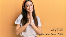  Presentation with forgiveness - Cool new PPT theme with beautiful-brunette-young-woman-wearing backdrop and a yellow colored foreground