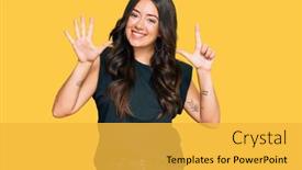  Presentation with beautiful black women smiling - Audience pleasing PPT layouts consisting of beautiful-brunette-young-woman-wearing backdrop and a yellow colored foreground