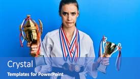  Presentation with woman fighting for her rights - Theme featuring beautiful-brunette-young-woman-wearing background and a teal colored foreground