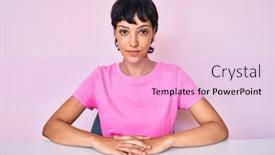  Presentation with pink simple - Cool new slide deck with beautiful-brunettte-woman-wearing-casual backdrop and a lemonade colored foreground