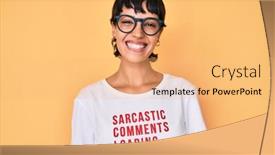  Presentation with loading - Beautiful presentation design featuring beautiful-brunettte-woman-wearing-sarcastic backdrop and a yellow colored foreground