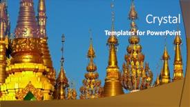  Presentation with stupa - Presentation design featuring beautiful-buddhist-stupa-in-myanmar background and a teal colored foreground