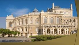  Presentation with historical building - Presentation design featuring beautiful-building-of-the-opera background and a coral colored foreground