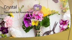  Presentation with colorful flower - Colorful PPT layouts enhanced with beautiful bunch of flowers backdrop and a lemonade colored foreground