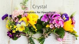  Presentation with bunch - Audience pleasing presentation design consisting of beautiful-bunch-of-flowers backdrop and a soft green colored foreground